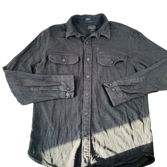 Pendleton Mens Burnside Shirt Medium Gray Button Down Long Sleeve Cotton - Picture 1 of 9